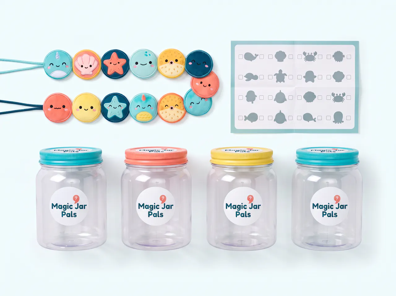 The 4-Jar Party Pack with disc strings and collector checklist poster